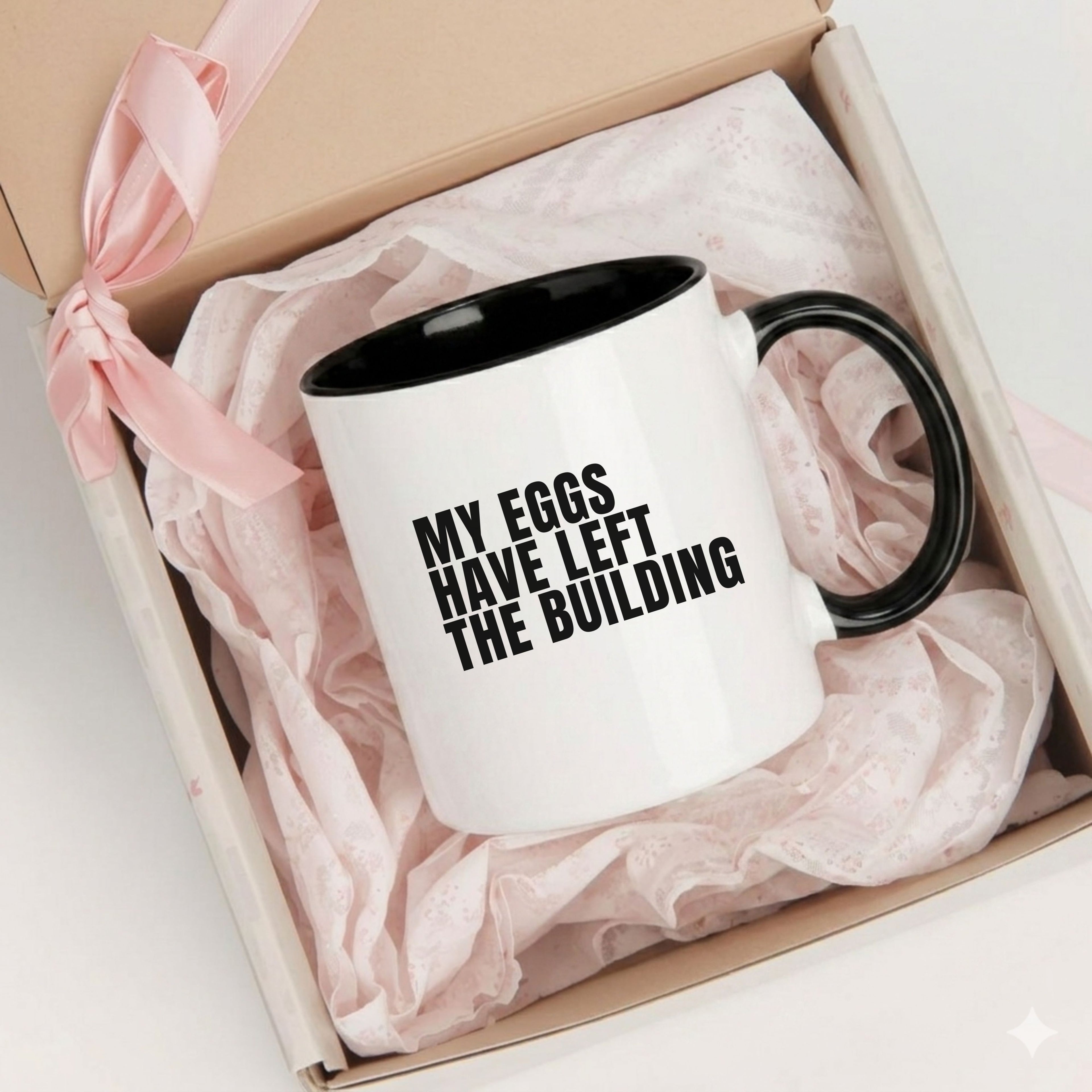 Perimenopause Mug – My Eggs Have Left The Building Mood Humor Mug