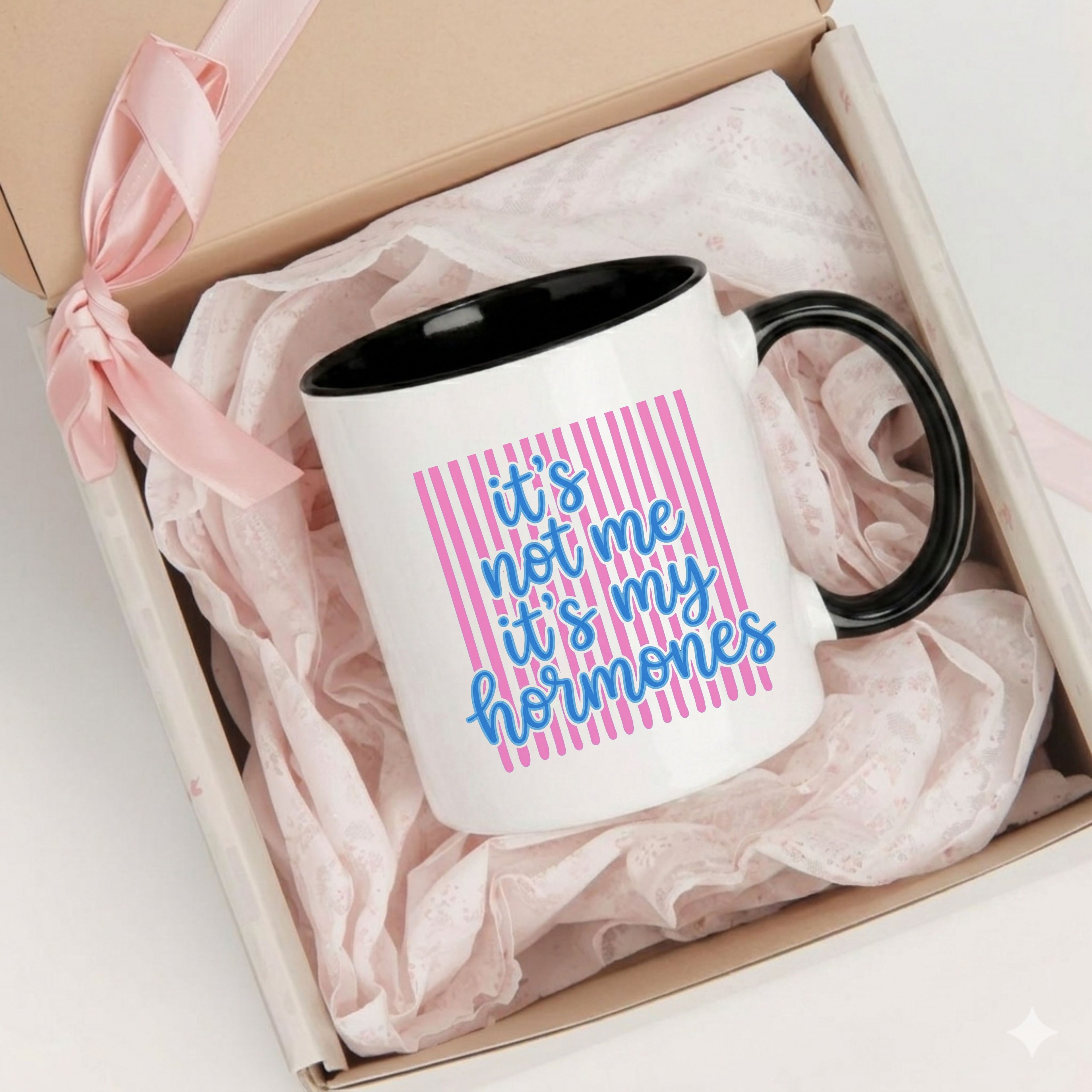 Striped It's Not Me It's My Hormones Mug | Funny Perimenopause Coffee Mug Gift
