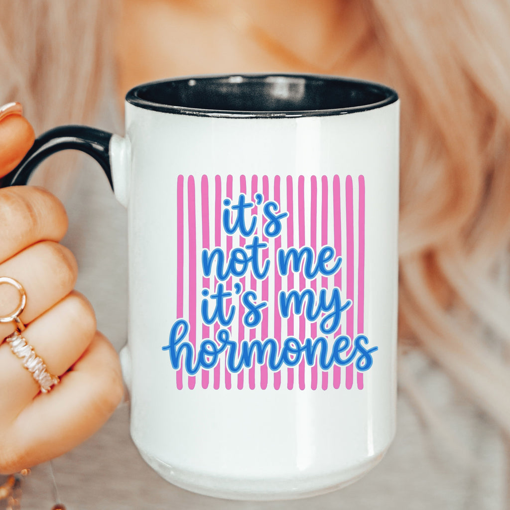 Striped It's Not Me It's My Hormones Mug | Funny Perimenopause Coffee Mug Gift