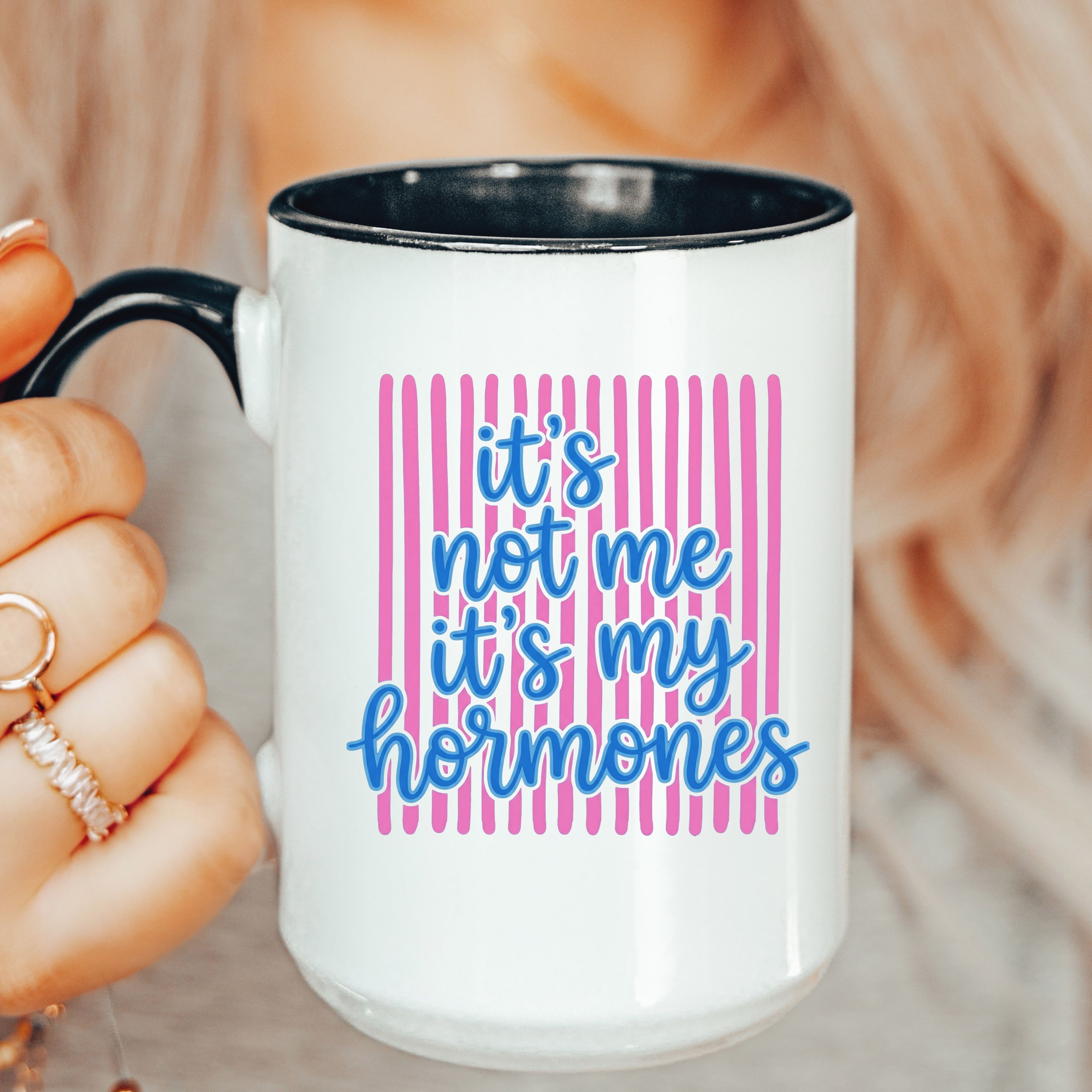 Striped It's Not Me It's My Hormones Mug | Funny Perimenopause Coffee Mug Gift
